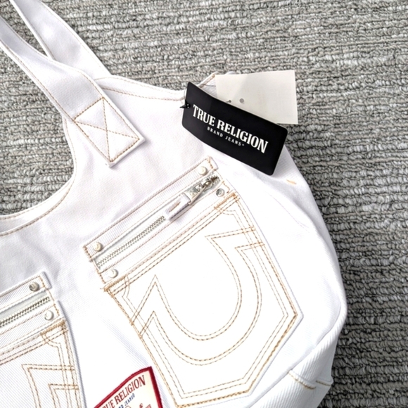 BNWT - True Religion White Tote/Crossbody/Shoulder/Beach/School Bag/Purse - Picture 8 of 16